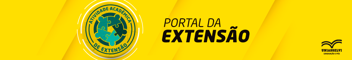 Imagem do Portal da Extensão da Atividade Acadêmica de Extensão, promovendo informações sobre programas e ações de extensão universitária, com cores vibrantes e destaque na palavra 'EXTENSÃO'.